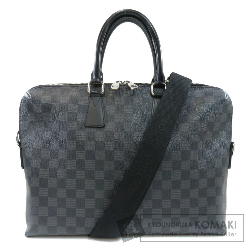 Louis Vuitton Porte Documents Jour Damier Graphite Black Business Bag Canvas